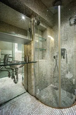 a bathroom with a shower and a sink at Alia by GK Properties in Athens