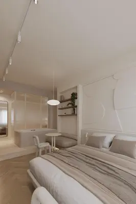 a white bedroom with a large bed and a table at Luxury Living-Suite 1 in Athens