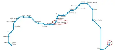 a map of the proposed subway route at Luxury Boutique Suite w Balcony 5 min Metro in Athens