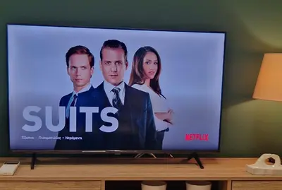 a television screen with a movie on it at AIOLOU st - 2 BDR APT - NetFlix in Athens