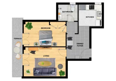 a floor plan of a house at Quiet 1br Home Near Plaka & Acropolis in Athens