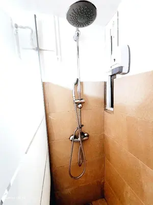 a shower with a shower head in a bathroom at Apollonas in Athens