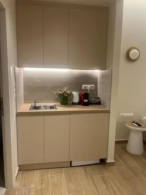 a kitchen with a sink and a counter top at Athens Ilisiam in Athens