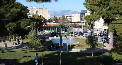 a view of a park in a city at Oikia in Athens