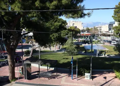 a view of a park in a city at Oikia in Athens