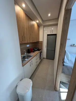 a small kitchen with a toilet and a sink at Stylish Condo Nearby Acropolis & Metro in Athens
