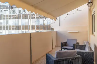 a waiting room with two chairs and a blue chair at Bright Apartment in Athens City Center 2 Bedrooms with Terrace in Athens