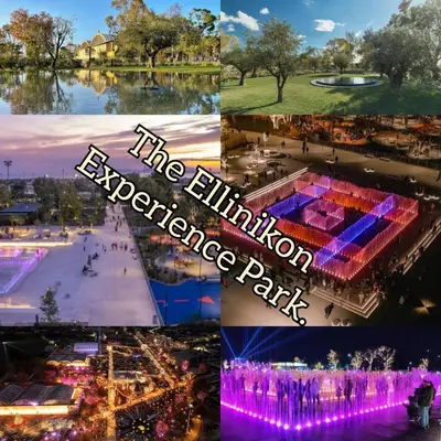 a collage of photos of the elkinuation experience park at Athens Ellinikon Apartment in Athens