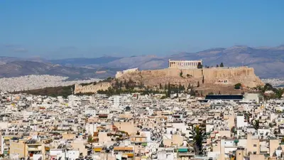 a view of the city of athens from the acropolis at Athens Boutique Home in Athens