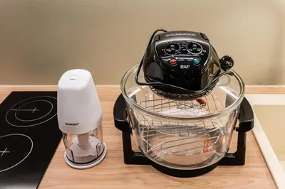 a food processor sitting on top of a counter at The Athenian Aroma - Suite with Jacuzzi in Athens