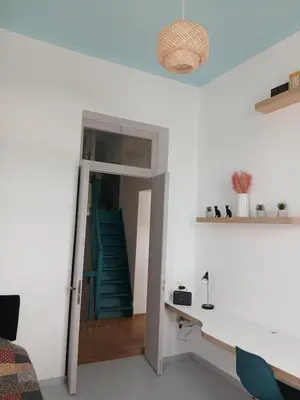 a room with a door leading to a stairway at Σπίτι - Κάστρο πάνω από τη θάλασσα in Piraeus