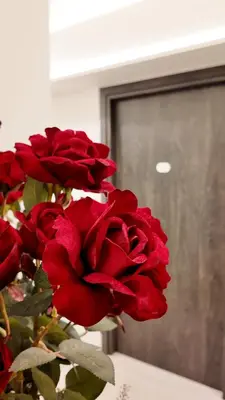 a bouquet of red roses in a vase at Athens Point Hotel Monastiraki in Athens