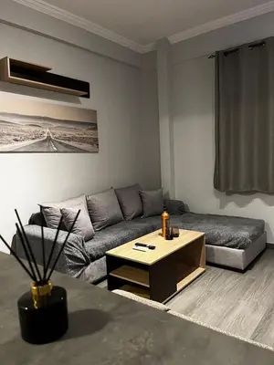 a living room with a couch and a coffee table at Athens comfy apartment in Athens