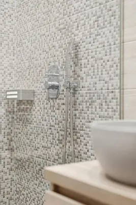 a shower in a bathroom with a sink at Athene Appartment in Athens