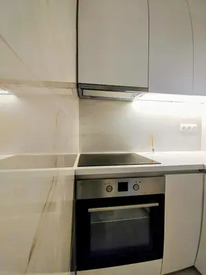a kitchen with a stove and a sink at AMG Kalimarmaro Small Apartment in Pagkrati Close to Metro in Athens