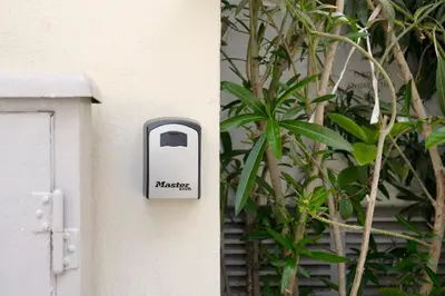 a mailbox on the side of a building at Studio in trendy Pagkrati district in Athens