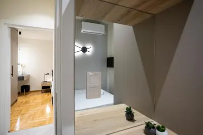 a room with a view of a living room at Cozy Luxury Apartment in Athens in Athens