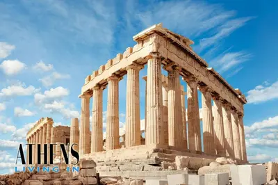 an image of the acropolis of athens against a blue sky at Classic Residence A3 apt 4ppl with Jacuzzi in Athens
