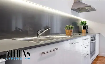 a kitchen with a sink and a counter top at Classic Studio B1 - 3ppl in Athens
