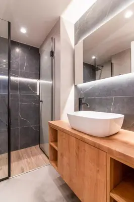 a bathroom with a sink and a shower at Katia's Central 3Bdr 3Bthr Aprt in Athens