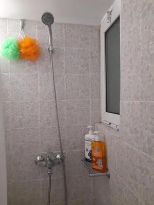 a shower in a bathroom with a shower head at Alex house Athens in Athens