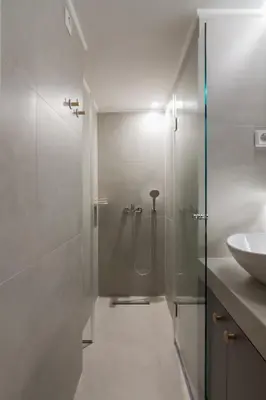 a bathroom with a shower and a sink at Secret Base In Central Athens in Athens