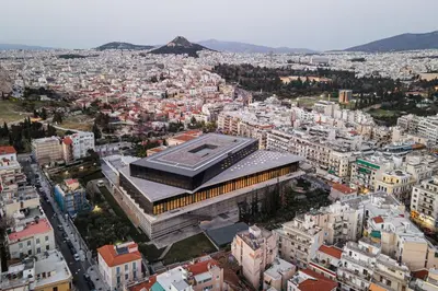 an aerial view of a city with buildings at Acropolis Classy Apartments in Athens