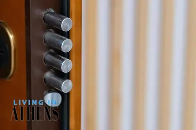 a door knob with the words living in athens on it at Athenian Exclusive residence 4&2 ppl in Athens