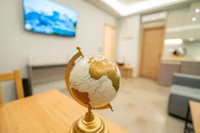 a globe sitting on top of a table at Happy apartments 0 in Athens