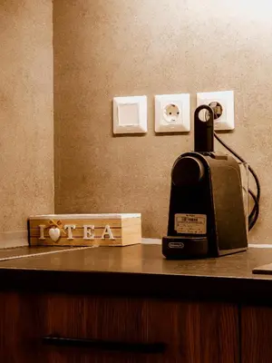 a kitchen counter with a toaster and a coffee maker at 22st Phoenix in Athens
