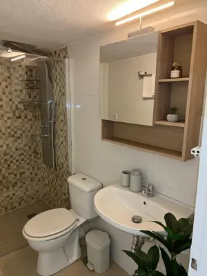 a bathroom with a toilet and a sink at Acropolis Urban sidewalk view in Athens