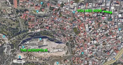 a map of a city with the words you are near the acropolis at Spacious Apt At Historical Center Of Athens 4&2 ppl in Athens
