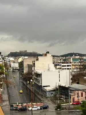 a view of a city with buildings and a street at Lucas apartment 3 in Athens