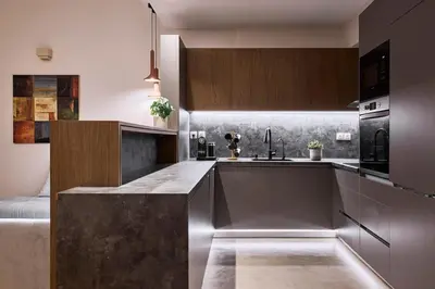 a kitchen with a sink and a counter top at Acropolis Museum Central Suite in Athens