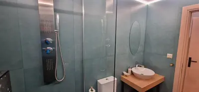 a bathroom with a shower and a sink and a toilet at New Ventiri Suite 6, near Hilton, Athens Central , 4 family & Bussines in Athens