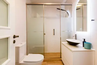a bathroom with a shower and a toilet and a sink at A36 Gateway to Plaka 400m 2 Syntagma Sunny patio in Athens