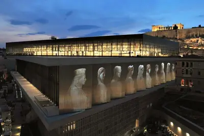 a building with a row of heads on the side at A36 Gateway to Plaka 400m 2 Syntagma Sunny patio in Athens