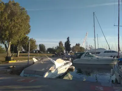 a group of boats docked in a harbor at Athens Riviera Bee Home Appartments in Athens