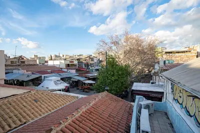 an overhead view of a city with roofs and buildings at Monastiraki metro st 1 bedroom apt for 2 by MPS in Athens