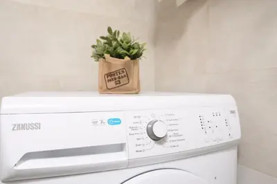a plant sitting on top of a toilet in a bathroom at Iconic 2BD apt next to Historic center and metro in Athens