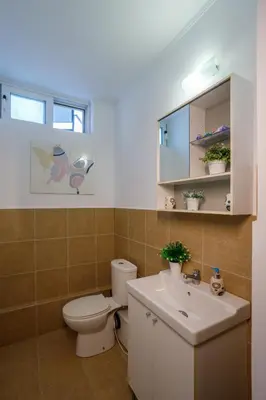 a bathroom with a toilet and a sink at Villa Vegera in Anavissos