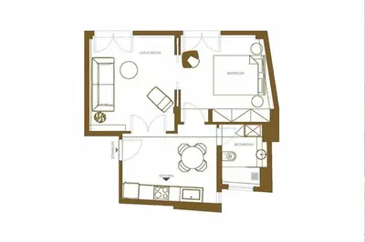 a floor plan of a apartment with furniture at Historic Elegance in Acropolis in Athens
