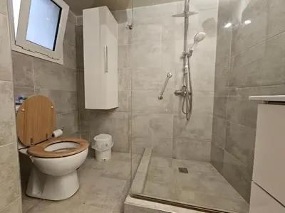 a bathroom with a toilet and a shower at J&G Luxury Apartment - Athens Town in Athens