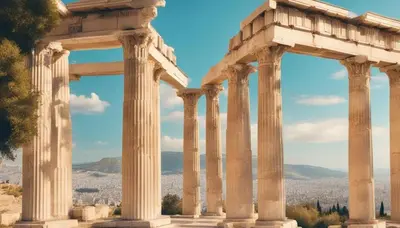an ancient temple with a view of the city at The Acropolis Penthouse in Athens