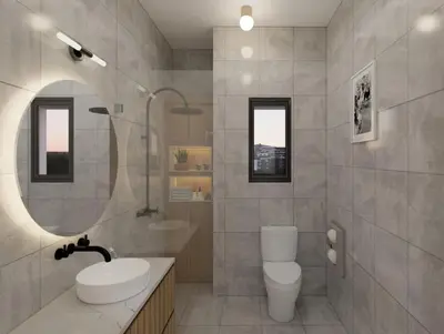 a bathroom with a sink and a toilet and a mirror at The Acropolis Penthouse in Athens