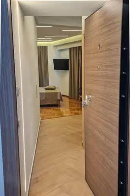 a door leading into a room with a bedroom at New Luxury Studio, Near Hilton, Central , Ventiri Suite 7 in Athens
