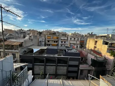 an overhead view of a city with buildings at Penthouse Athens centre-Skythens in Athens