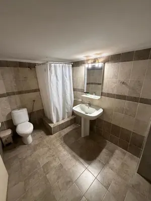 a bathroom with a toilet and a sink and a shower at Cavo D' Oro in Piraeus