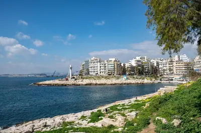 a view of a city and a body of water at Piraiki Sea View Apt, 2bdrms, 4 pers by MPS in Piraeus