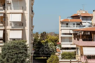 a view of buildings in a city at Stylish 1BD Apt in Elliniko in Athens